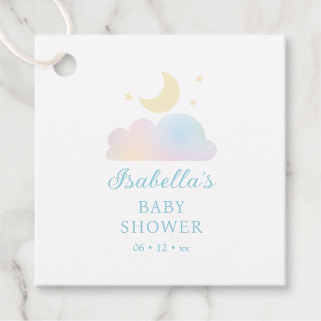 Dreamy Moon and Stars Cloud Nine Baby Dusche Geschenkanhänger (Vorderseite)