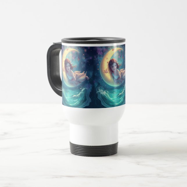 Dreamy Moon Girl Mug Design | Cute Baby Moon Art  Reisebecher (Vorderseite Links)