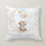Dreamy Moon Teddy Bear Blue Gold Balloons Baby Boy Kissen<br><div class="desc">Dieses zauberhafte Teeddybär-Themed-Kissen ist in sanften Pastellblau- und Goldfarben gehalten, was dieses Design perfekt für ein Baby-Jungen-Kinderzimmer-Zimmer macht. Personalisieren Sie das Kissen mit dem Namen Ihres Babys und wenn Sie gewollt haben, um den Stil und die Platzierung des Textes weiter zu ordnen, drücken Sie bitte die Schaltfläche "Klicken Sie, um...</div>