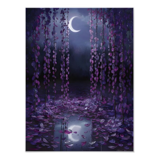 Dreamy Moonlight Willow Tree Fotodruck (Vorne)