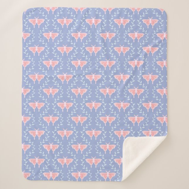 Dreamy Moths & Vines - Whimsikische Motten Sherpadecke (Vorderseite)
