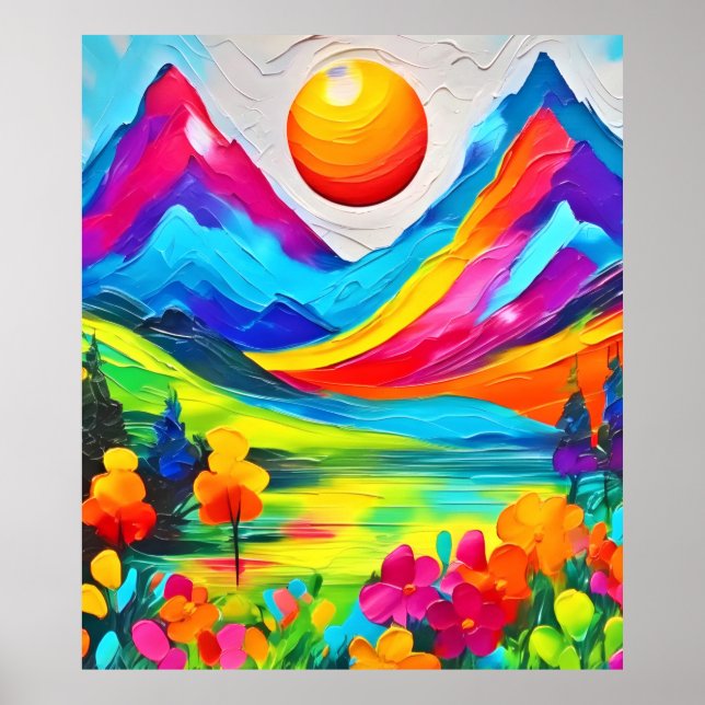 Dreamy Mountain Majestät Malerei Poster (Vorne)