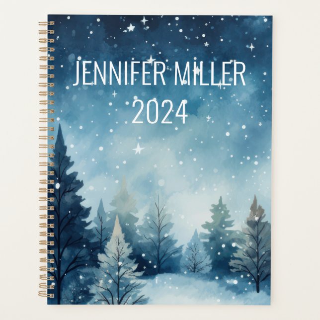 Dreamy neige aquarelle paysage hiver (Devant)