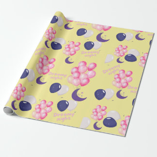 Dreamy Night Balloon Pink & Navy Balloons Geschenkpapier