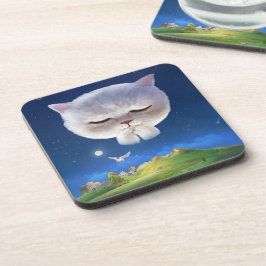 Dreamy Night Sky mit Cat Getränkeuntersetzer