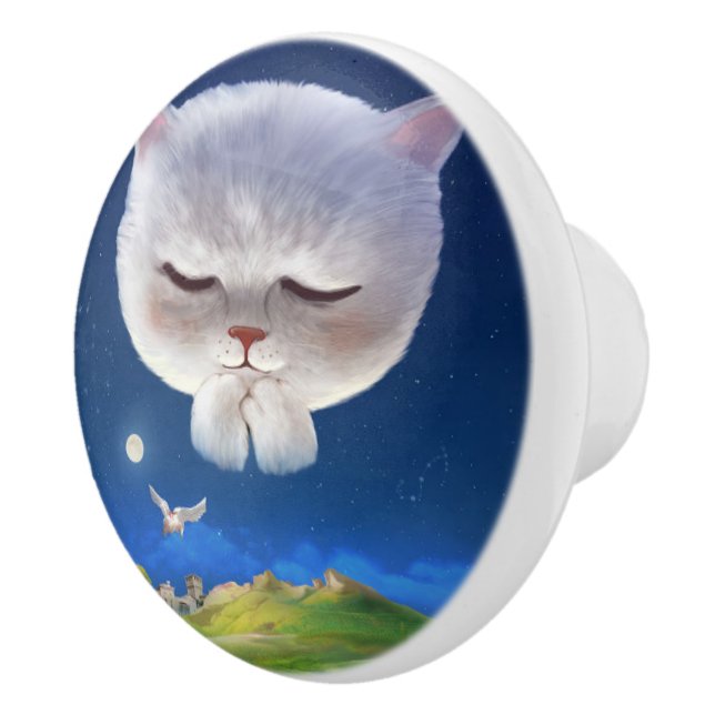 Dreamy Night Sky mit Cat Keramikknauf (Rechts)
