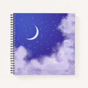 Dreamy Night Sky mit Crescent Moon Notebook Notizbuch