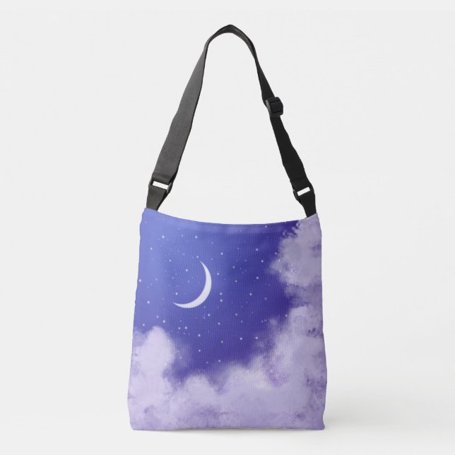 Dreamy Night Sky mit Crescent Moon Tragetaschen Mit Langen Trägern (Vorderseite)