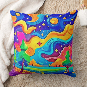 Dreamy Night: Starry Landscape Kissen