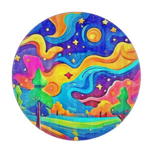 Dreamy Night: Starry Landscape Schneidebrett