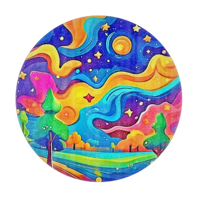 Dreamy Night: Starry Landscape Schneidebrett (Vorderseite)
