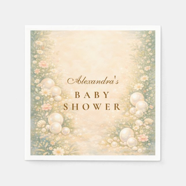 Dreamy Ocean Pearl Nursery Baby Shower Serviette (Vorderseite)