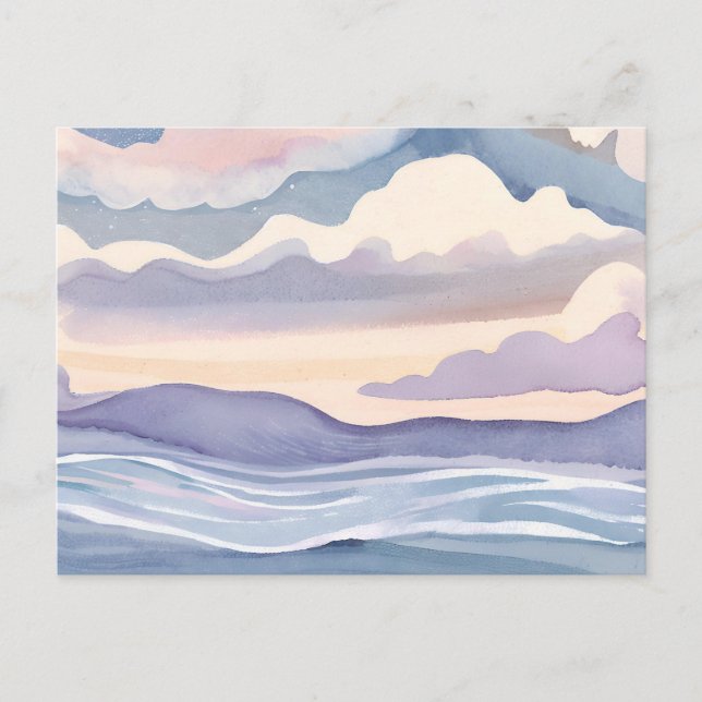 Dreamy Ocean Waves | Wasserfarbenpastel Postkarte (Vorderseite)