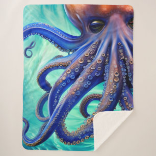 Dreamy Octopus Blue Ocean Wave Pop Art Sherpadecke