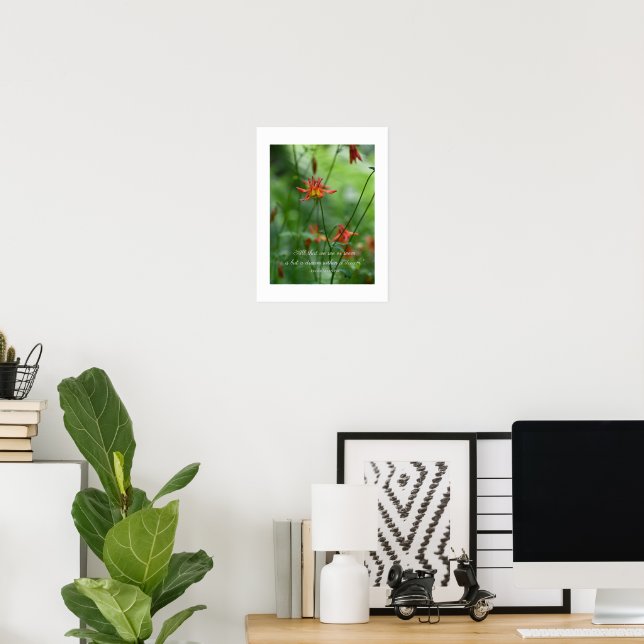 Dreamy Orange Blume mit Edgar Allen Poe Quote Poster (Heimbüro)