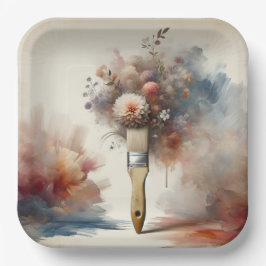 Dreamy Paintbrush Blume Bunch Pappteller
