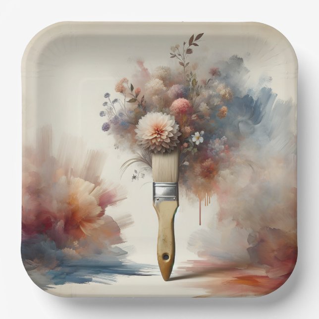 Dreamy Paintbrush Blume Bunch Pappteller (Vorderseite)