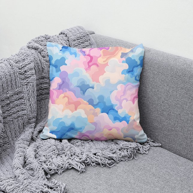 Dreamy Pastel Abstraktes Cloud-Muster in Wasserfar Kissen (Von Creator hochgeladen)