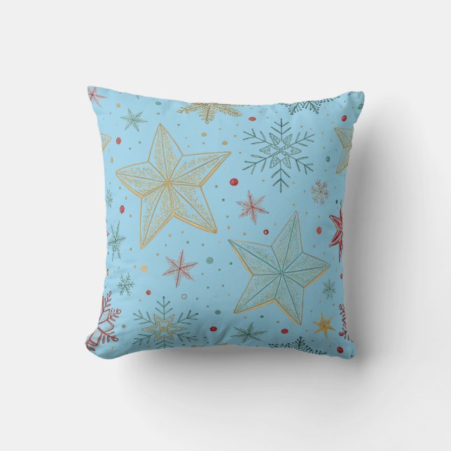 "Dreamy Pastel Blue Star Pattern Throw Kissen (Vorderseite)