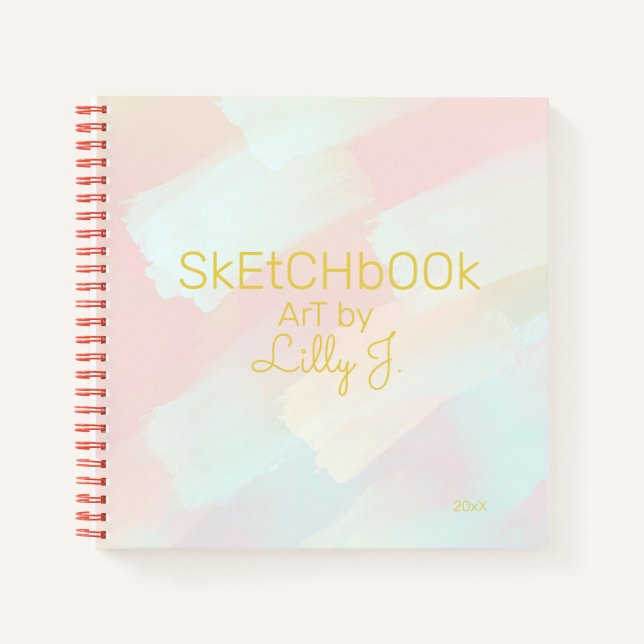 Dreamy Pastel Brushstrokes Persönliches Sketchbook Notizbuch (Vorderseite)