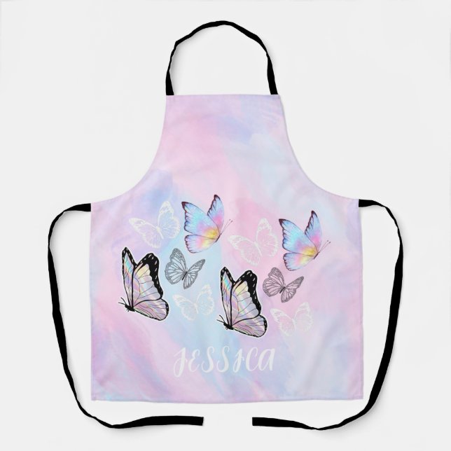 Dreamy Pastel Butterfly Personalisiert Schürze (Vorderseite)