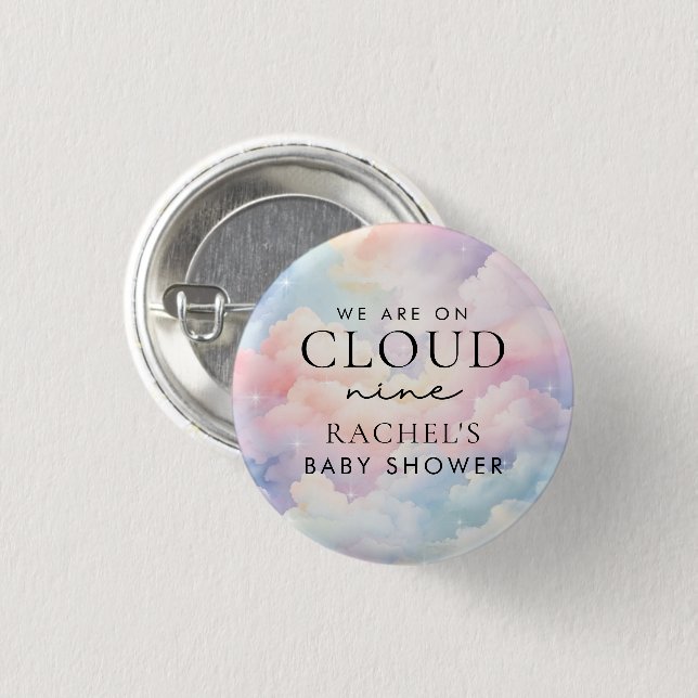 Dreamy Pastel Cloud Nine Baby Dusche Button (Vorne & Hinten)