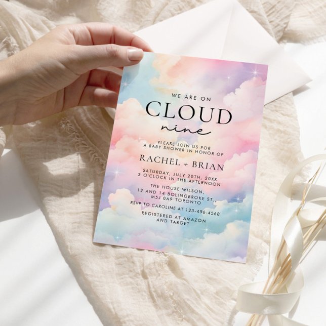 Dreamy Pastel Cloud Nine Baby Dusche Einladung (Von Creator hochgeladen)