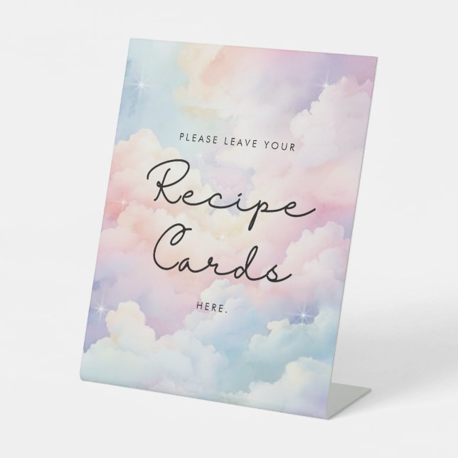Dreamy Pastel Clouds Rezept Cards Brautparty Sockelschild (Vorderseite)