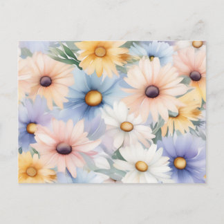 Dreamy Pastel Daisies Muster Wasserfarbe Postkarte