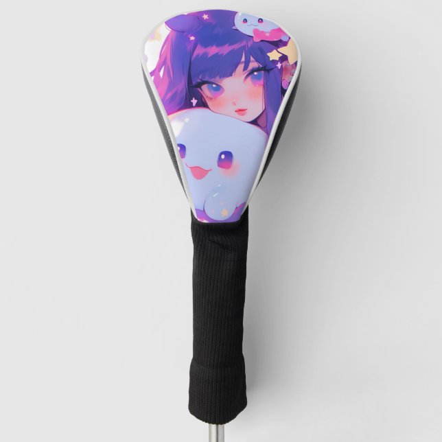 Dreamy Pastel Kawaii Magical Anime Girl Ästhetik Golf Headcover (Vorderseite)