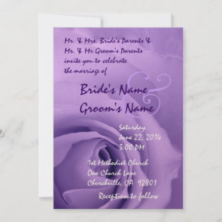 Dreamy Pastel Lila Rose Hochzeit Metallic Einladung
