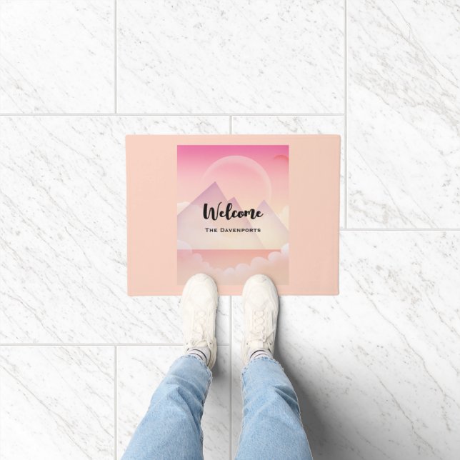 Dreamy Pastel Mountain Landschaft Fußmatte (Indoor)