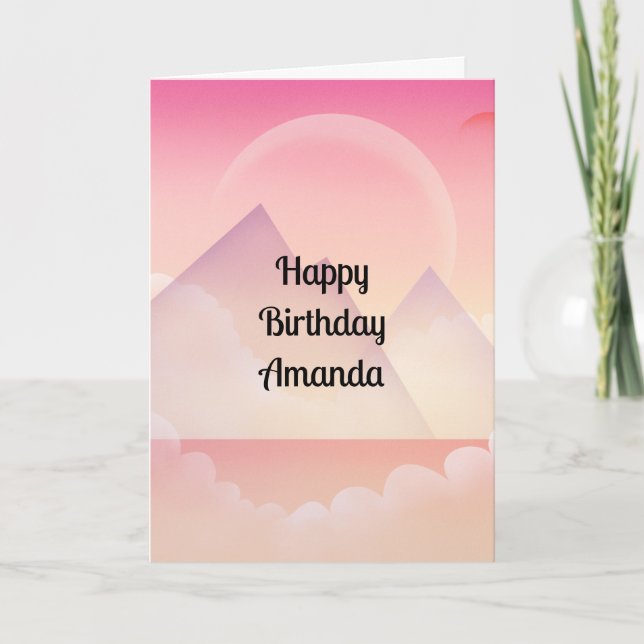 Dreamy Pastel Mountain Landschaft Geburtstag Karte (Vorderseite)