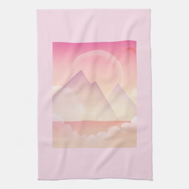 Dreamy Pastel Mountain Landschaft Geschirrtuch (Vertikal)