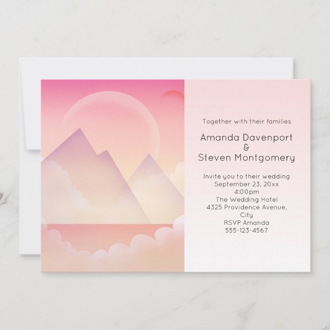Dreamy Pastel Mountain Landschaft Hochzeit Einladung (Vorderseite)