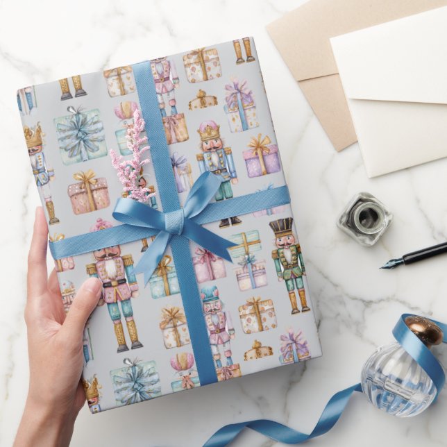 Dreamy Pastel Nutcracker Christmas Wrapping Paper Geschenkpapier (Schenken)
