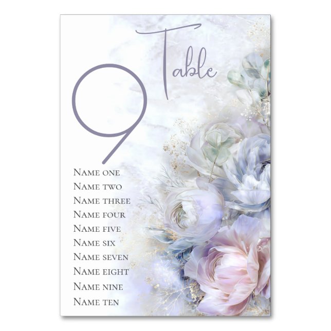 Dreamy Pastel Peonies Floral   Tischnummer (Vorderseite)