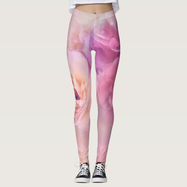 Dreamy Pastel Rose Leggings (Vorderseite)