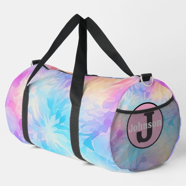Dreamy Pastel Tie Dye Monogram Personal Getaway Duffle Bag (Rechte Ecke)