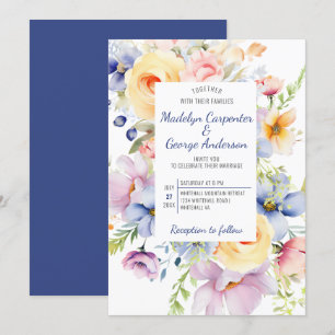 Dreamy Pastel Watercolor Florals Wedding Einladung
