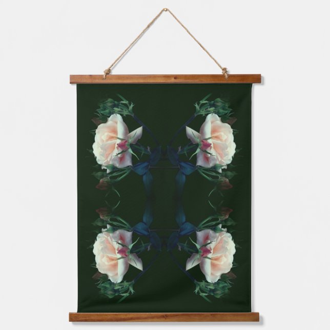 Dreamy Peach Rose Abstrakt Wandteppich Mit Holzrahmen (Vorderseite)
