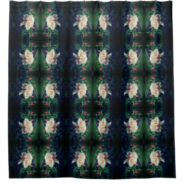 Dreamy Peach Rose und Buds Abstrakt Duschvorhang (Vorderseite)