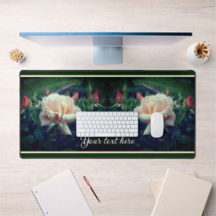 Dreamy Peach Rose und Buds Personalisiert Schreibtischunterlage