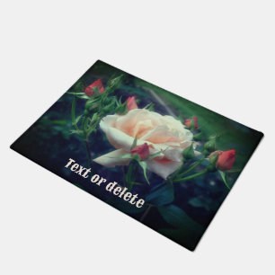 Dreamy Peach Rose und Rosenknospe Blume Personalis Fußmatte