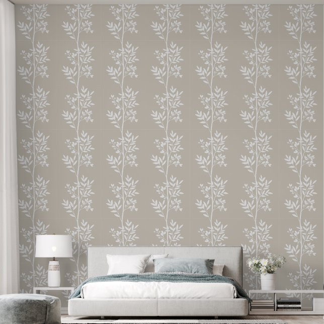 Dreamy Petals auf Zweigen Große weiße Pflanze Tapete (Schlafzimmer)
