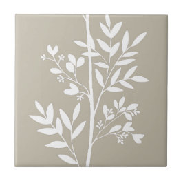 Dreamy Petals auf Zweigen L weiße Blume Fliese