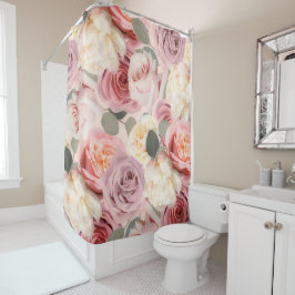 Dreamy Pink Floral Elegantes Shabby Chic Rose Duschvorhang