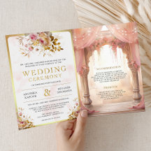 Dreamy Pink Floral Indian Mandap Hindu Wedding