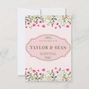 Dreamy Pink Floral Wedding Einladung