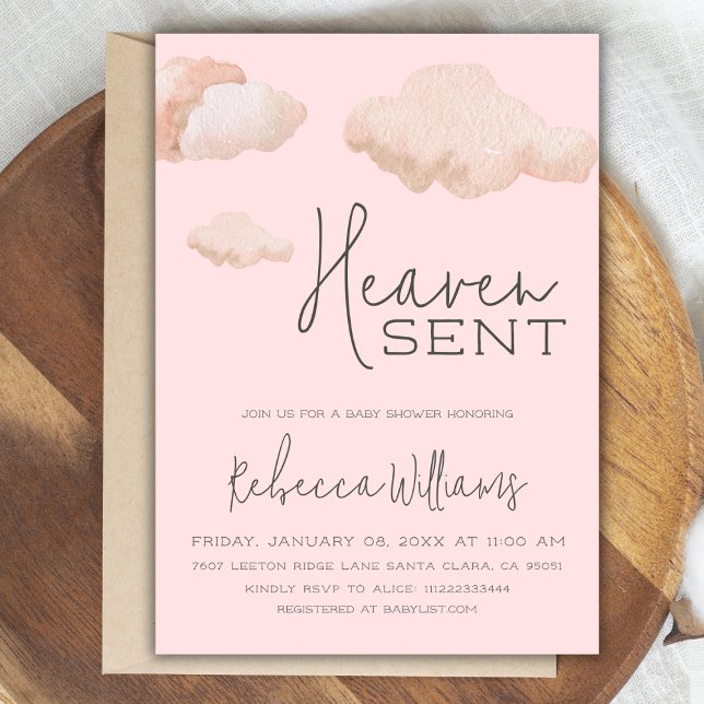 Dreamy Pink Heaven Sent Sky Thema Girl Baby Dusche Einladung (Von Creator hochgeladen)